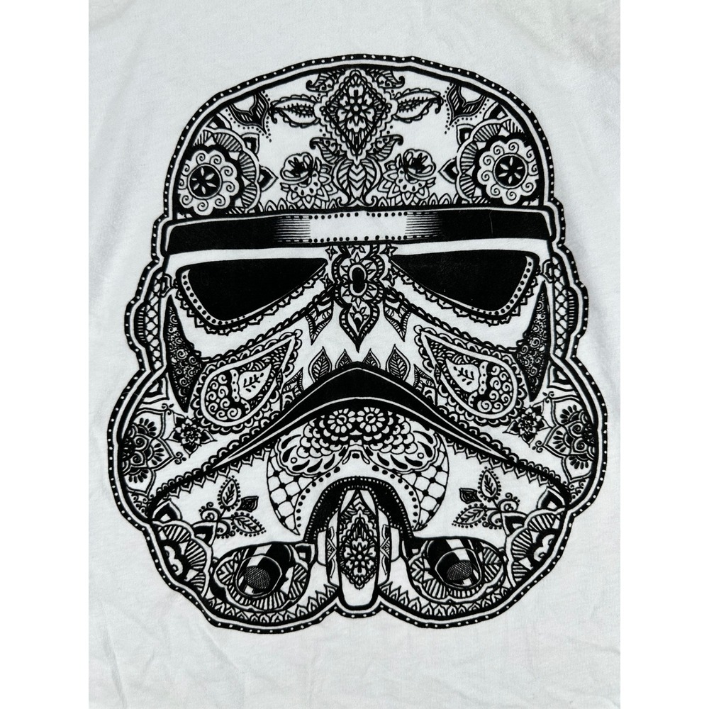 Star Wars Fifth Sun Stormtrooper Sugar Skull Tank Top White Cotton Racerback L